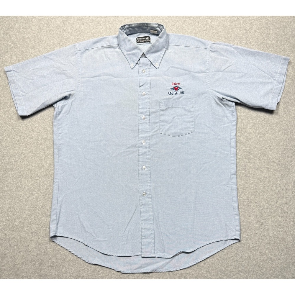 Vintage Edwards Shirt Mens Large Disney Cruise Line Mickey Oxford Button Down‎ *